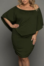 Plus size  Dressing Layered Fiery Red Mini Poncho Dress