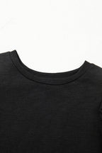 Black Layered Ruffle Short Sleeve Round Neck Top