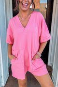 Bonbon Loose Half Sleeve V Neck Knit Romper