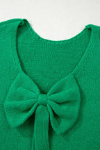Black Bow Backless Bubble Sleeve Sweater