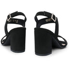 Dream Pairs Womens Size 8 Black Faux Suede 3.5" Block Heel Ankle Strap Shoes