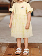 Children's Rainbow Applique Tulle Layered Dress