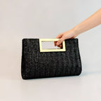 Woven Chain Clutch Bag with Metal Accents