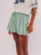 Striped Elastic Waist Casual Shorts