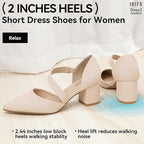 IDIFU Womens Size 6 Tan 2.5" Block Heel Closed Pointy Toe Cross Strap Shoes