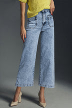 Light Blue Chic Patch Pocket Straight Leg Loose Jeans