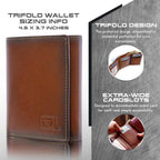 Mens RFID Wallet - Extra Capacity Trifold 7 slot with ID Window