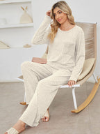 Round Neck Long Sleeve Top and Pants Set