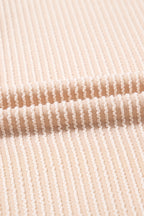 Parchment Corded Knit Crew Neck Puff Sleeve Shift Mini Dress