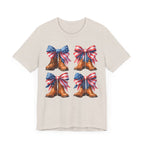 T-Shirt American Cowboy Boot with American Flags Patriotic Tee