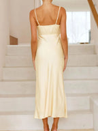 Satin Asymmetrical Midi Dress