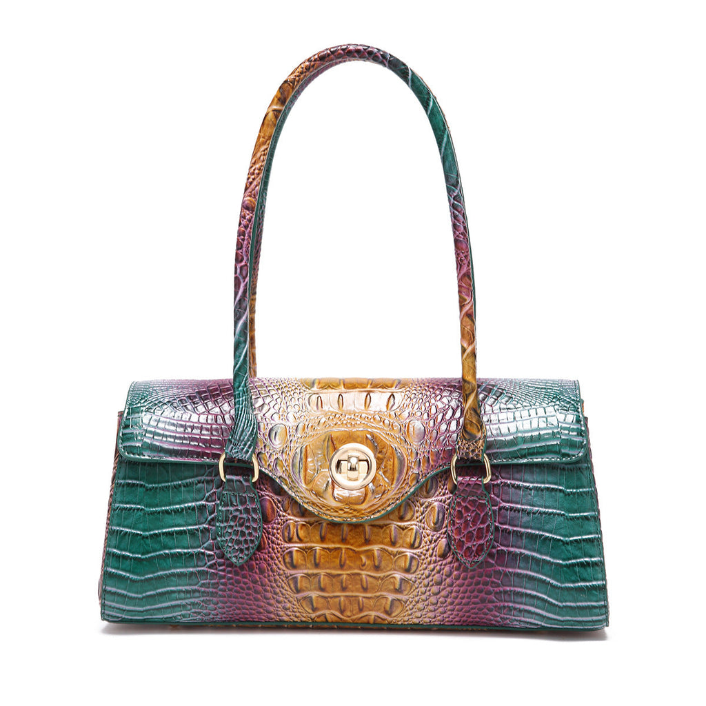 Crocodile Embossed Shoulder Tote Bag