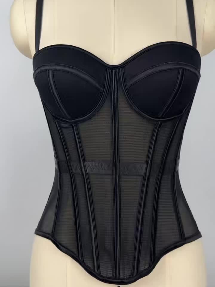 Mesh See-Through Fishbone Corset