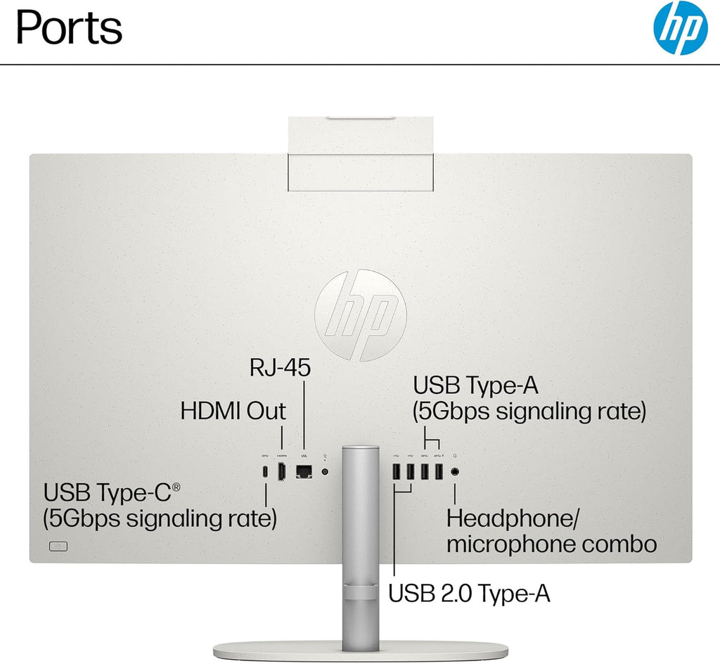 HP 24 inch All-in-One Desktop PC, FHD Display, AMD Ryzen 7 7730U, 16 GB RAM, 512 GB SSD, AMD Radeon Graphics, Windows 11 Home, 24-cr0032 (2024)