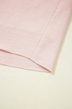 Light Pink Textured Flutter Sleeve Square Neck Bow Back Mini Dress