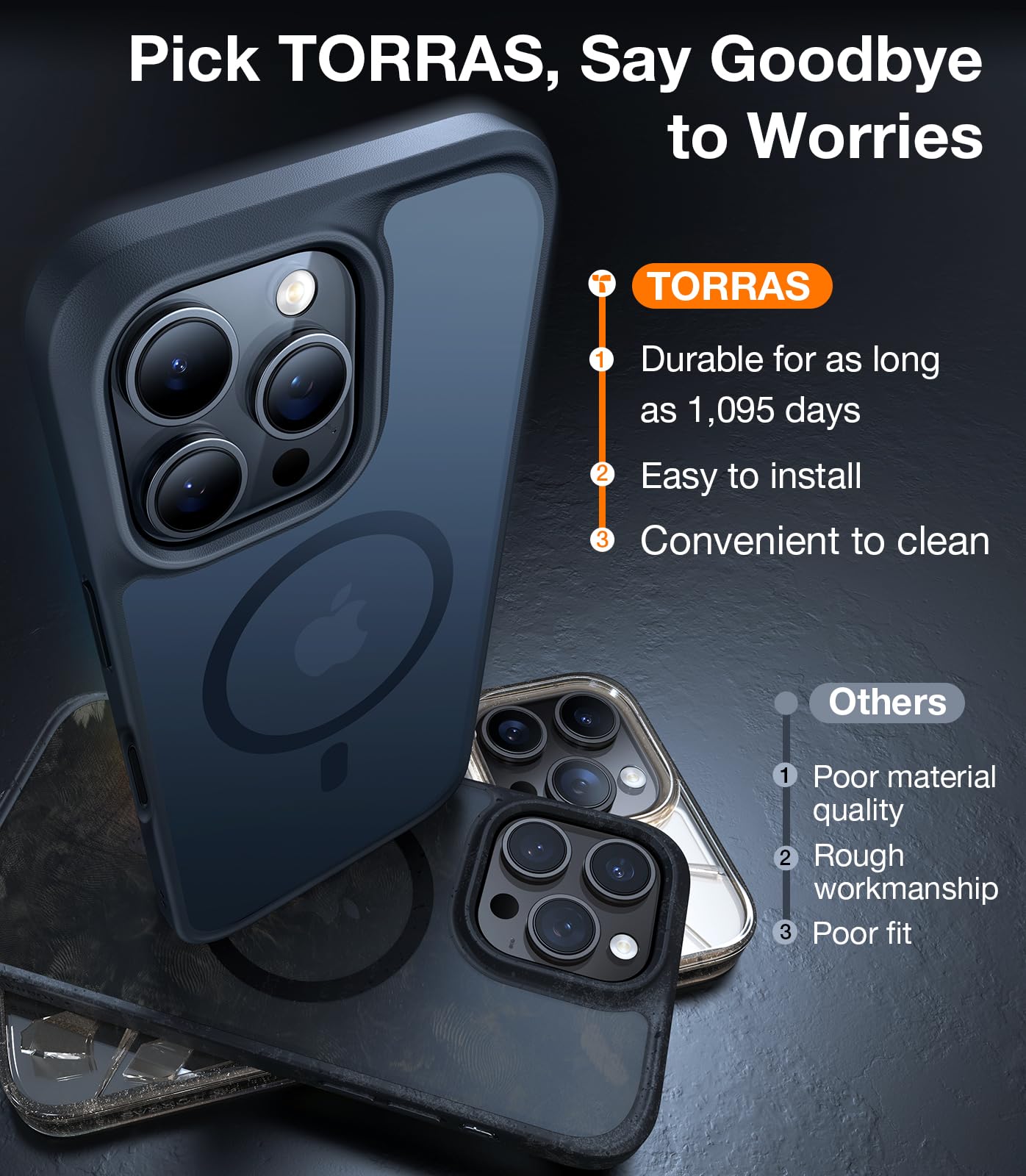 TORRAS Magnetic Shockproof for iPhone 12 Pro Case/iPhone 12 Case, [Military-Grade Drop Tested] [Compatible with MagSafe] Translucent Slim Protective Anti-Scratch, Black