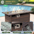 Eight Piece Outdoor Patio Furniture Set with Fire Pit