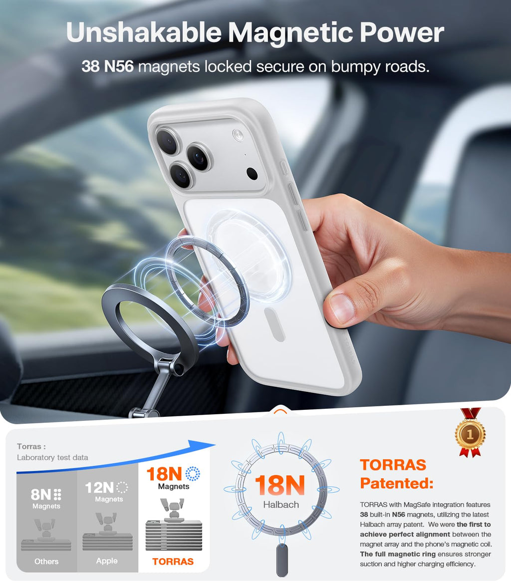 TORRAS Magnetic Shockproof for iPhone 12 Pro Case/iPhone 12 Case, [Military-Grade Drop Tested] [Compatible with MagSafe] Translucent Slim Protective Anti-Scratch, Black