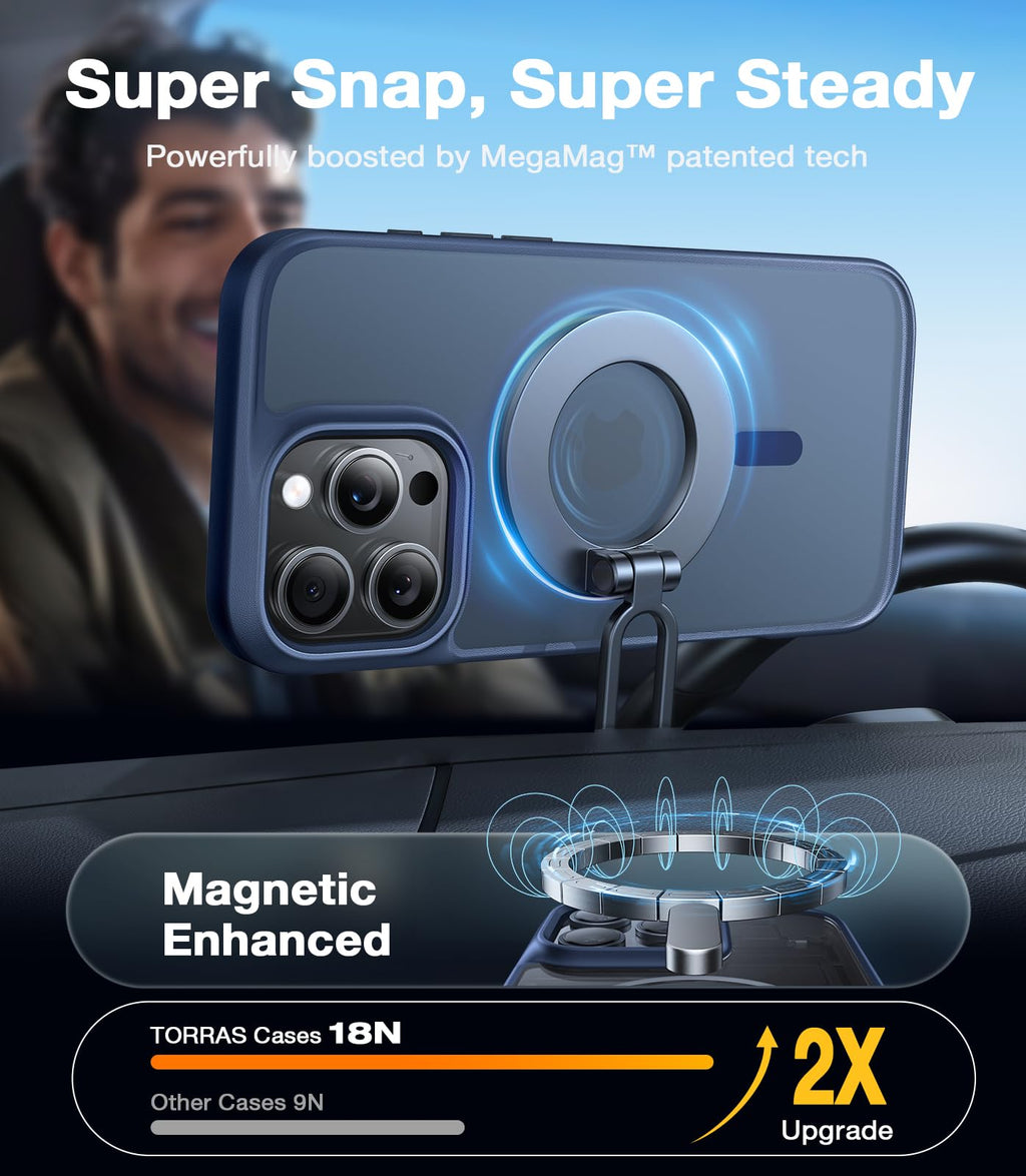 TORRAS Magnetic Shockproof for iPhone 12 Pro Case/iPhone 12 Case, [Military-Grade Drop Tested] [Compatible with MagSafe] Translucent Slim Protective Anti-Scratch, Black