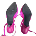 Coutgo Women Size 6 Pink Satin Bow Kitten Low 2.5" Heel Closed Pointed Toe Shoes