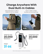 Anker Laptop Power Bank, 25,000mAh Portable Charger with Triple 100W USB-C Ports, Built-in Retractable Cables, Flight-Approved for Travel, iPhone 17/16 Series, MacBook, Samsung, and More