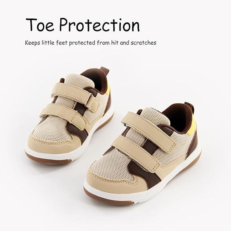 Skywheel Toddler Boys Size 6 Beige Brown Sneakers Hook and Loop Close Sneakers