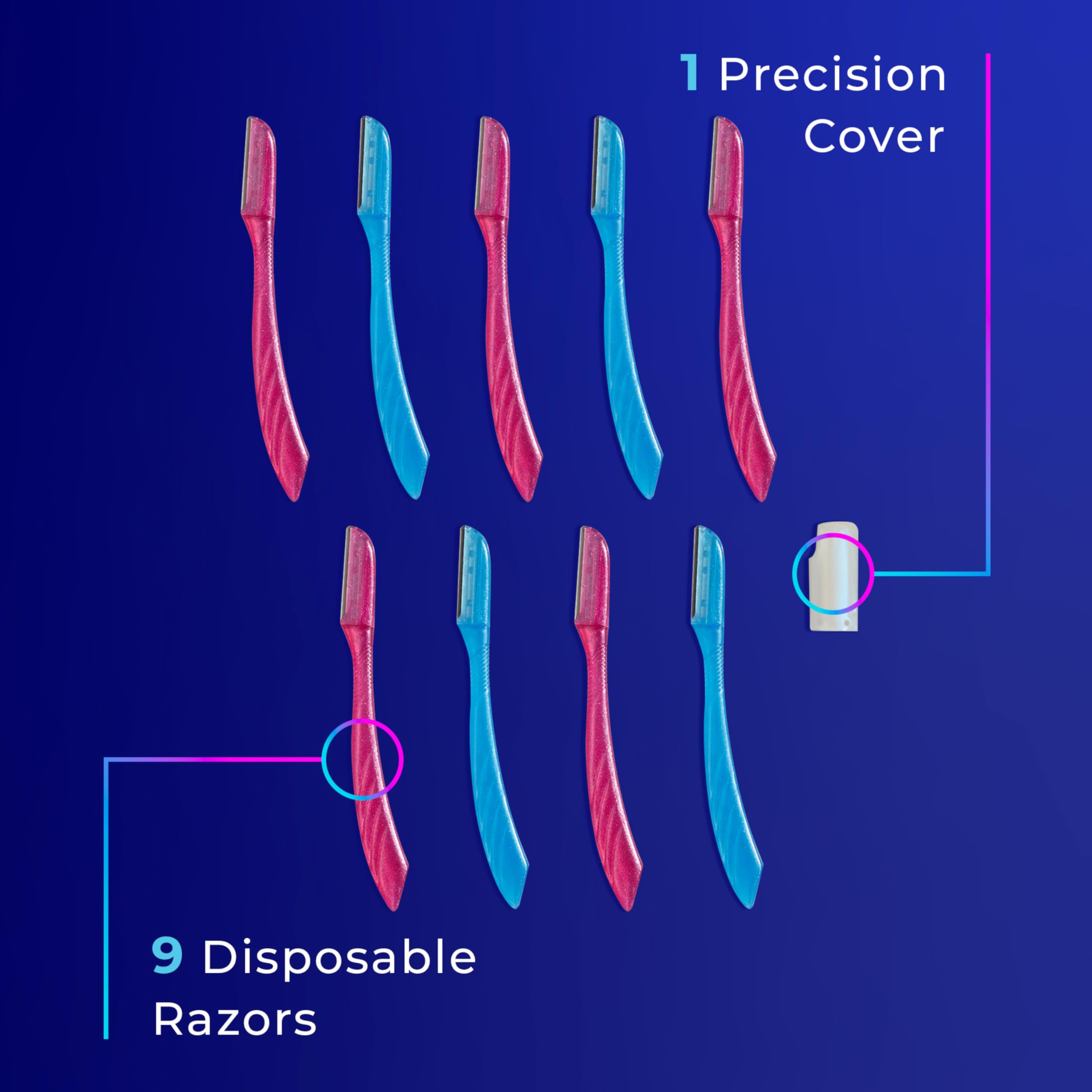 Schick Hydro Silk Touch-Up Dermaplaning Tool with Precision Cover, 3ct | Dermaplane Razor, Face Razors for Women, Peach Fuzz Remover