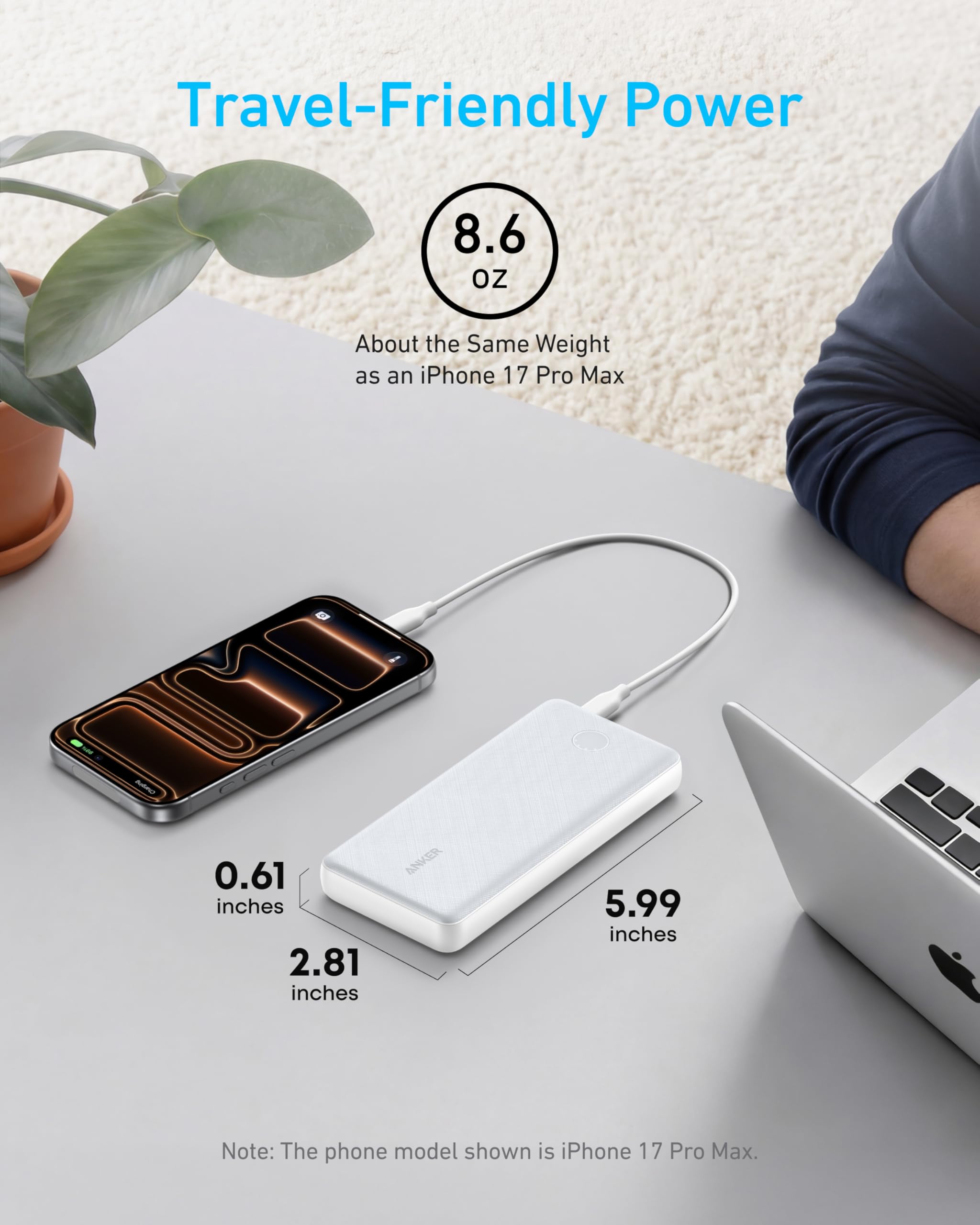 Anker Power Bank(PowerCore 10K), Compact Travel-Ready 10,000mAh Battery Pack with PowerIQ Charging Technology, 5V/3A High-Speed Charging for iPhone, iPad,and More (1, Black)