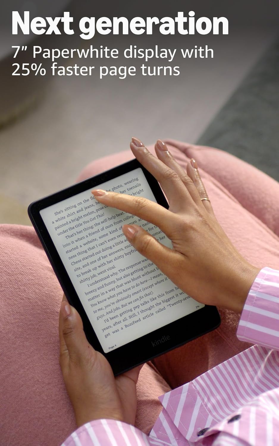 Amazon Kindle Paperwhite Signature Edition 32GB (newest model) – 20% faster with auto-adjusting front light, wireless charging, and weeks of battery life – Metallic Black