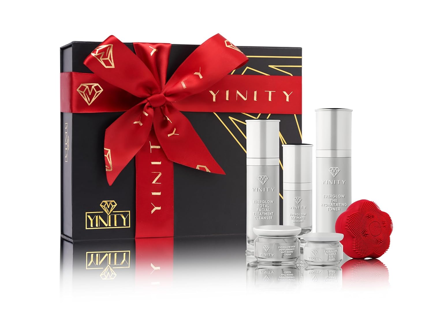 Luxury Anti-Aging Skincare Gift Set – 6-Step Facial Routine + Patented Sonic Face Cleansing Brush | Retinol, Vitamin C, Collagen, Snail Mucin, Active Charcoal | Perfect Premium Gift for Women