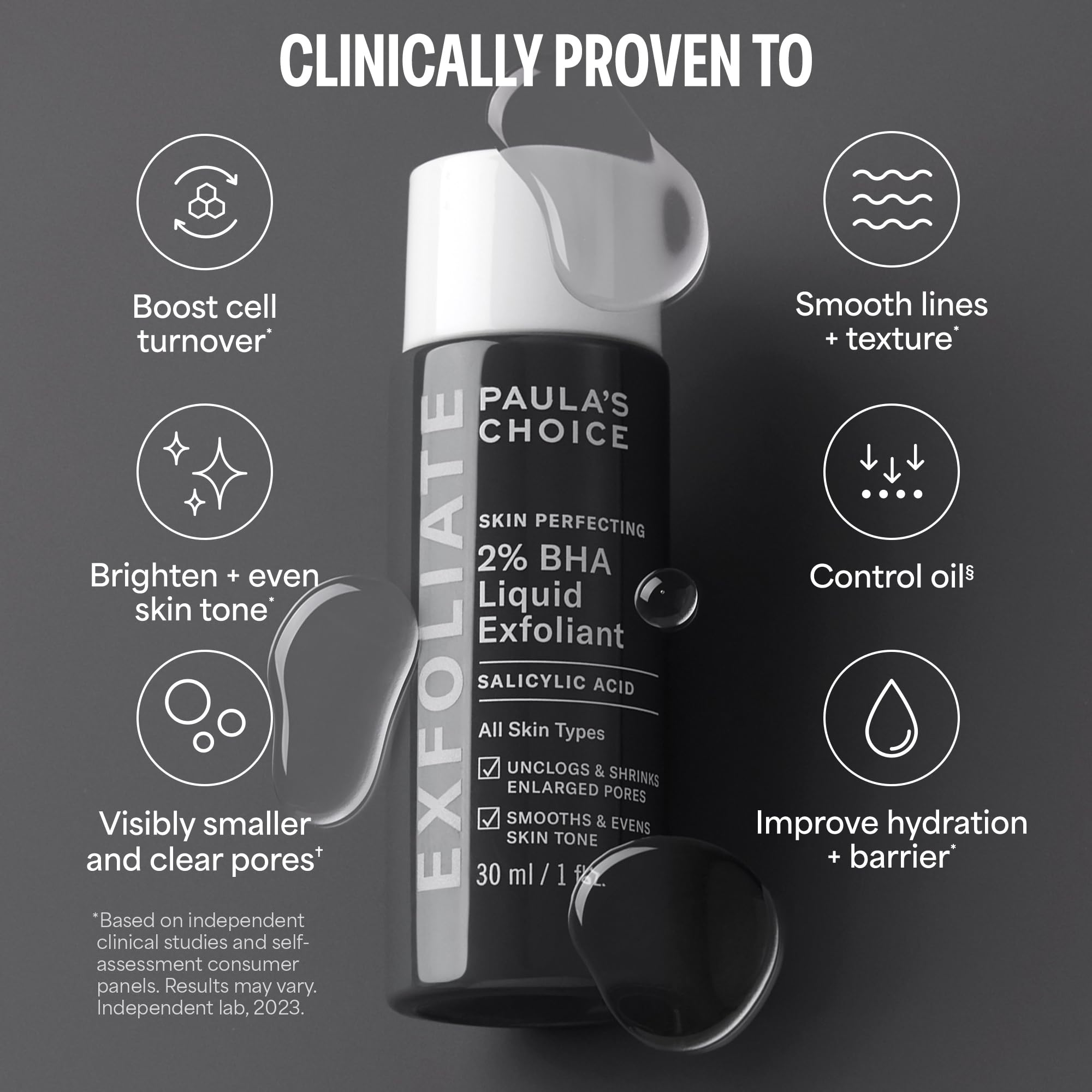 Paula's Choice SKIN PERFECTING 2% BHA Liquid Exfoliant with Salicylic Acid, Facial Polish for Enlarged Pores, Wrinkles & Fine Lines, Suitable for Blackhead-Prone Skin, Fragrance-Free