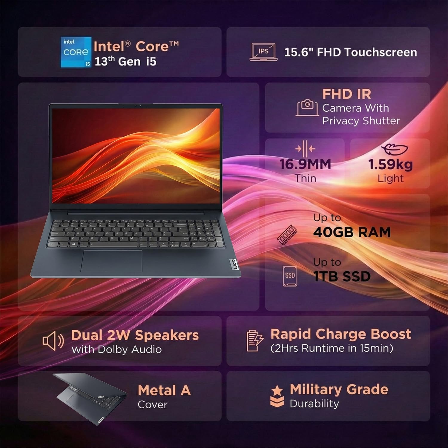 Lenovo V15 Business Laptop 2026 Edition, AMD Ryzen 3 7000-Series(Beat i7-1065G7), 15.6" FHD Display, 16GB DDR5 RAM, 256GB NVMe SSD, Wi-Fi 6, RJ-45, Dolby Audio, Windows 11 Pro, WOWPC USB, no Mouse