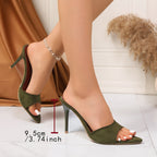 Open-Toe Pointed Velvet Stiletto Heel