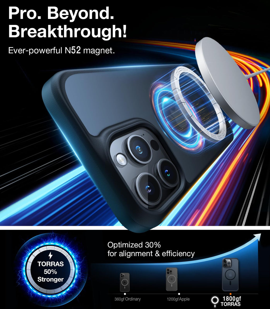 TORRAS Magnetic Shockproof for iPhone 12 Pro Case/iPhone 12 Case, [Military-Grade Drop Tested] [Compatible with MagSafe] Translucent Slim Protective Anti-Scratch, Black