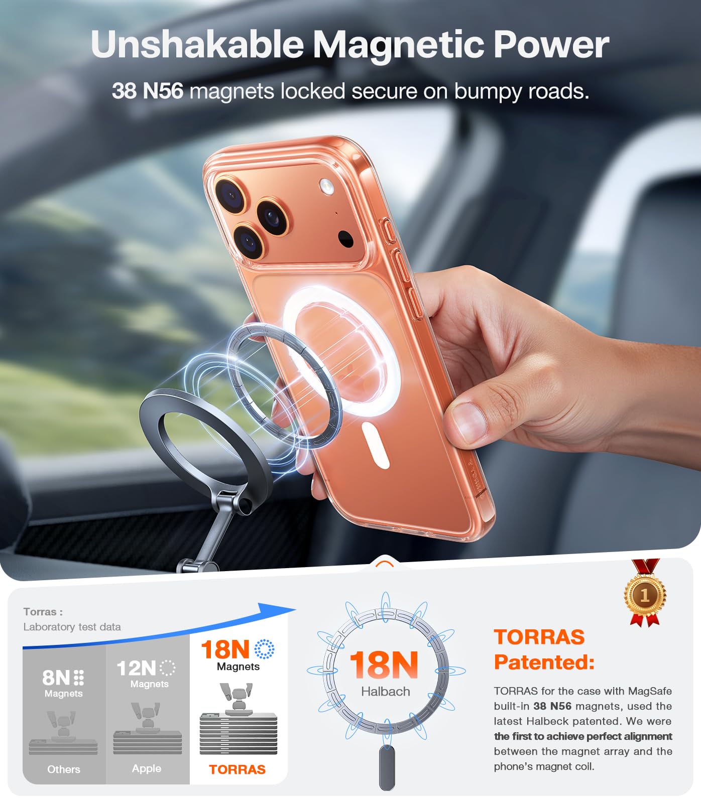 TORRAS Magnetic Shockproof for iPhone 12 Pro Case/iPhone 12 Case, [Military-Grade Drop Tested] [Compatible with MagSafe] Translucent Slim Protective Anti-Scratch, Black