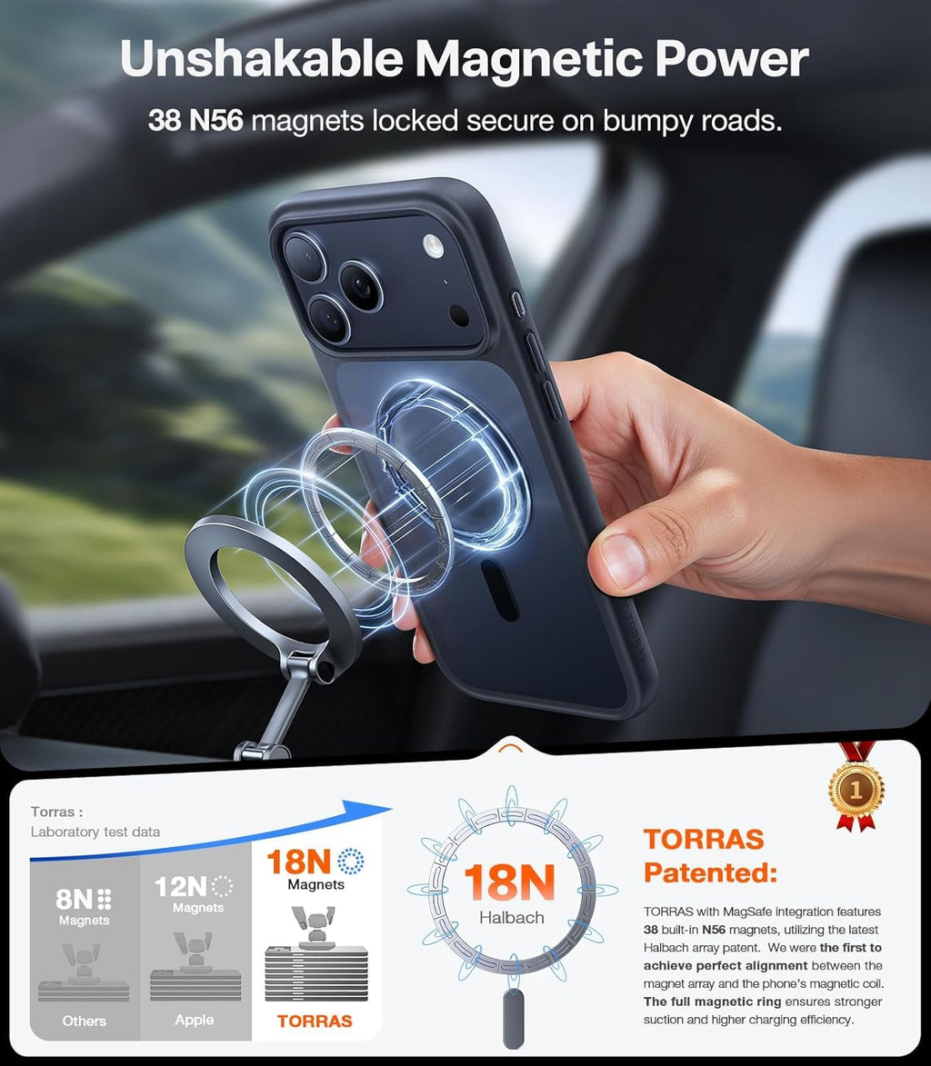 TORRAS Magnetic Shockproof for iPhone 12 Pro Case/iPhone 12 Case, [Military-Grade Drop Tested] [Compatible with MagSafe] Translucent Slim Protective Anti-Scratch, Black