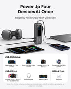 Anker Laptop Power Bank, 25,000mAh Portable Charger with Triple 100W USB-C Ports, Built-in Retractable Cables, Flight-Approved for Travel, iPhone 17/16 Series, MacBook, Samsung, and More
