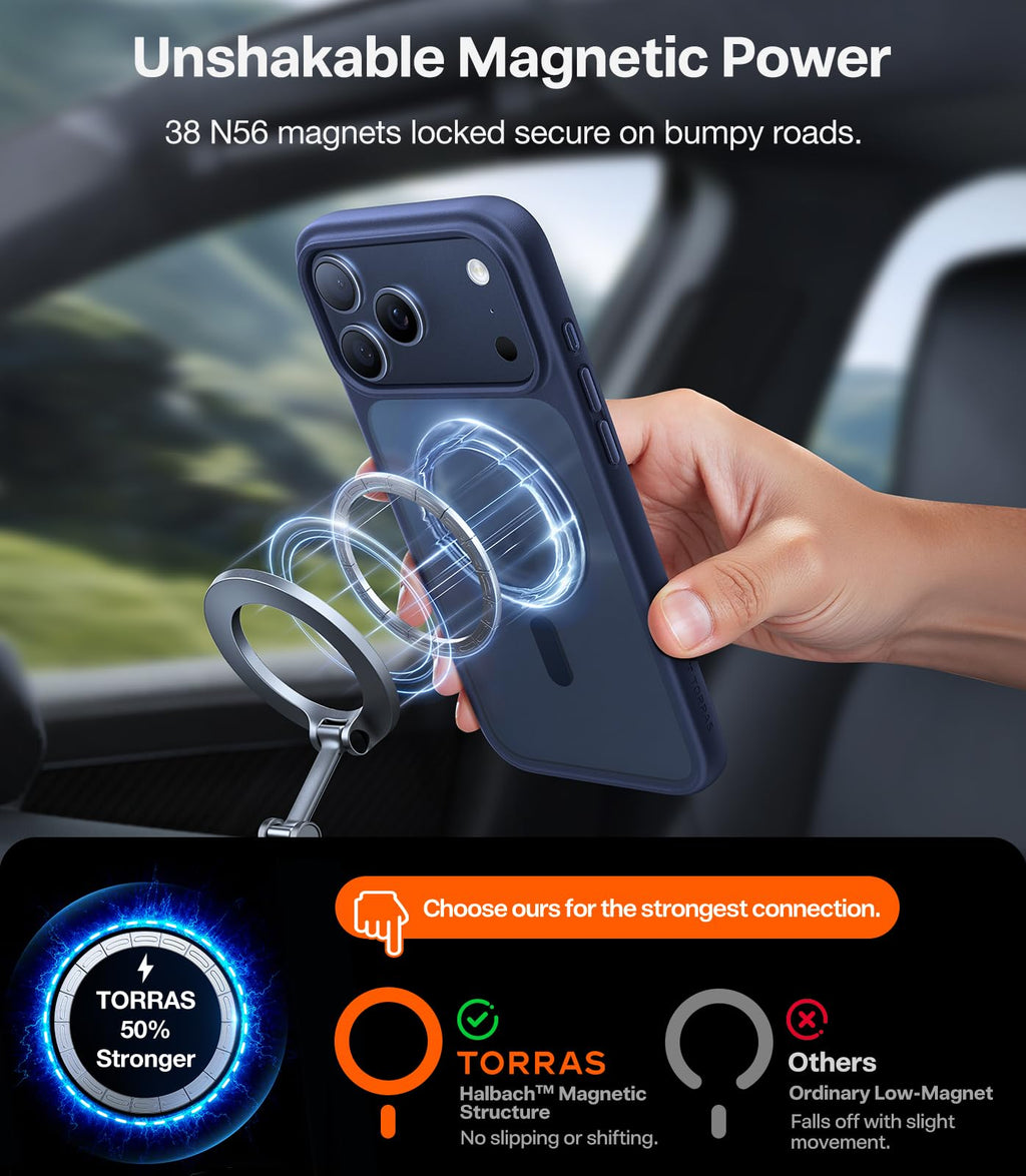 TORRAS Magnetic Shockproof for iPhone 12 Pro Case/iPhone 12 Case, [Military-Grade Drop Tested] [Compatible with MagSafe] Translucent Slim Protective Anti-Scratch, Black