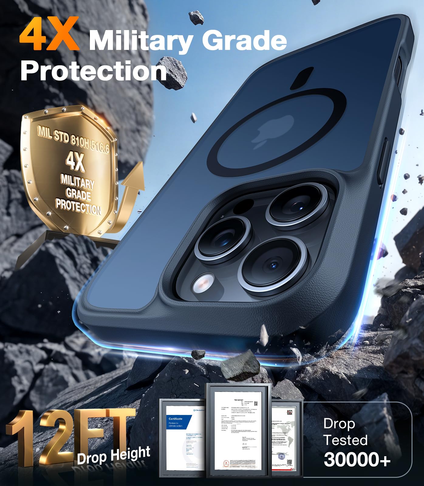 TORRAS Magnetic Shockproof for iPhone 12 Pro Case/iPhone 12 Case, [Military-Grade Drop Tested] [Compatible with MagSafe] Translucent Slim Protective Anti-Scratch, Black