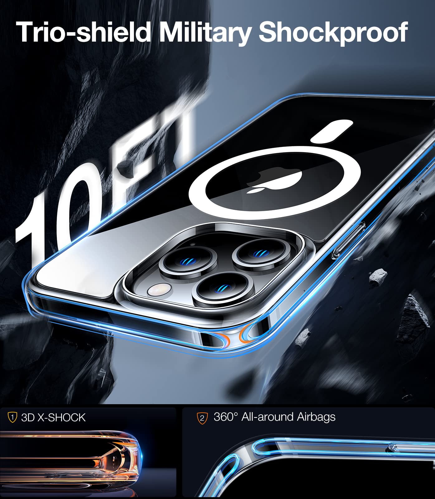 TORRAS Magnetic Shockproof for iPhone 12 Pro Case/iPhone 12 Case, [Military-Grade Drop Tested] [Compatible with MagSafe] Translucent Slim Protective Anti-Scratch, Black