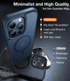 TORRAS Magnetic Shockproof for iPhone 12 Pro Case/iPhone 12 Case, [Military-Grade Drop Tested] [Compatible with MagSafe] Translucent Slim Protective Anti-Scratch, Black