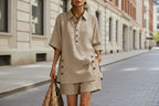 Short-Sleeve Shirt & Loose Pants Two-Piece Set – 4 Colors, S–5XL