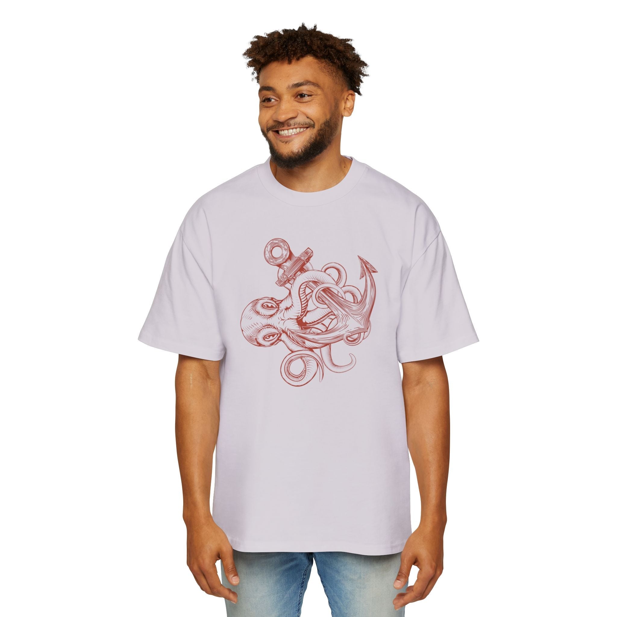 Ocean-Inspired Oversized Tee for Men, Stylish Sea Creature Shirt, Relaxed Fit, Perfect for Beach Days, Casual Wear, Gift for Seafood Lovers