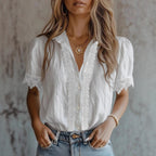 Women’s Lace Puff Sleeve Loose Fit Top