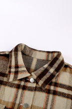 Brown Plaid Button Up Long Sleeve Flannel Shacket