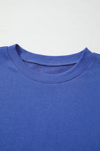 Sky Blue Varsity Striped Detail Drop Shoulder Oversized Sweatshirt