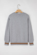 Peach Blossom Letter Embroidered Graphic Sweater