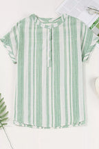 Breathable Gauze Half Button Short Sleeve Casual Blouse