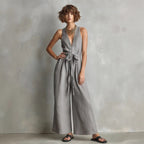 Women's Elegant V-Neck Sleeveless Commuter Jumpsuit