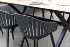 Panama Dark Rectangular Table and 6 Nassau Black Aluminum